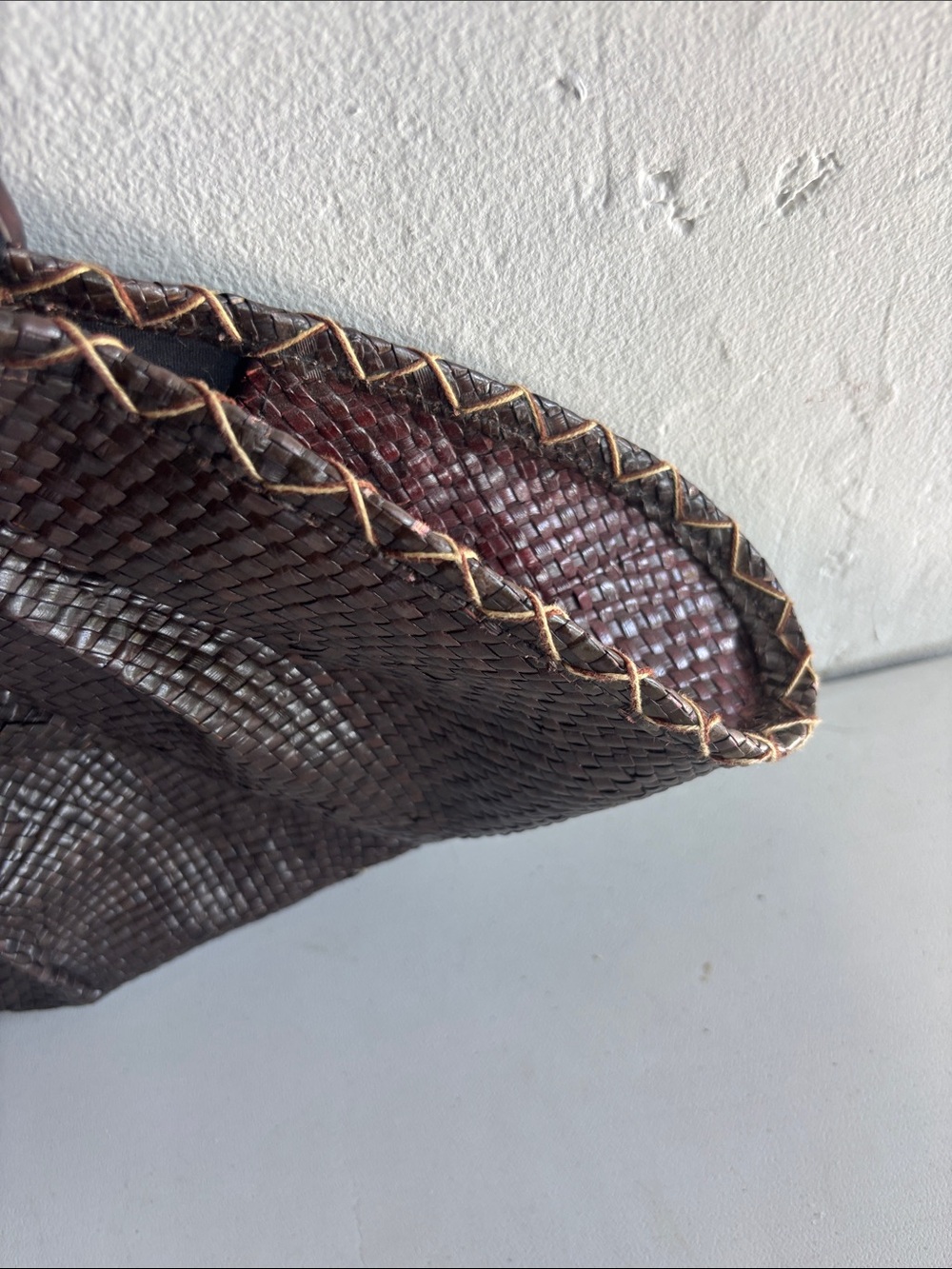 Brown raffia Woven wooden Top-Handle Bag - Picture 5 of 9